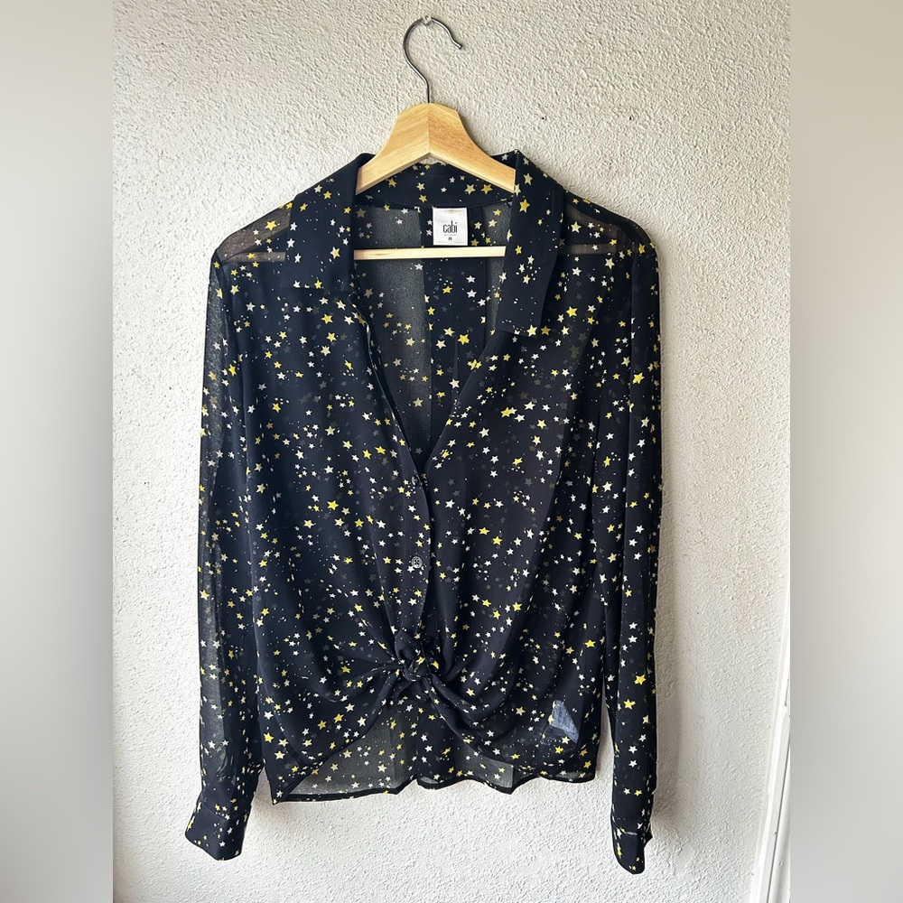 Cabi sheer long sleeve star patterned top. Size M